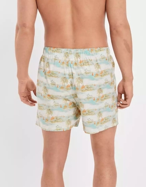 Shorts De Bain American Eagle AEO Island Vibes Stretch Blanche Homme | NFI-65992762